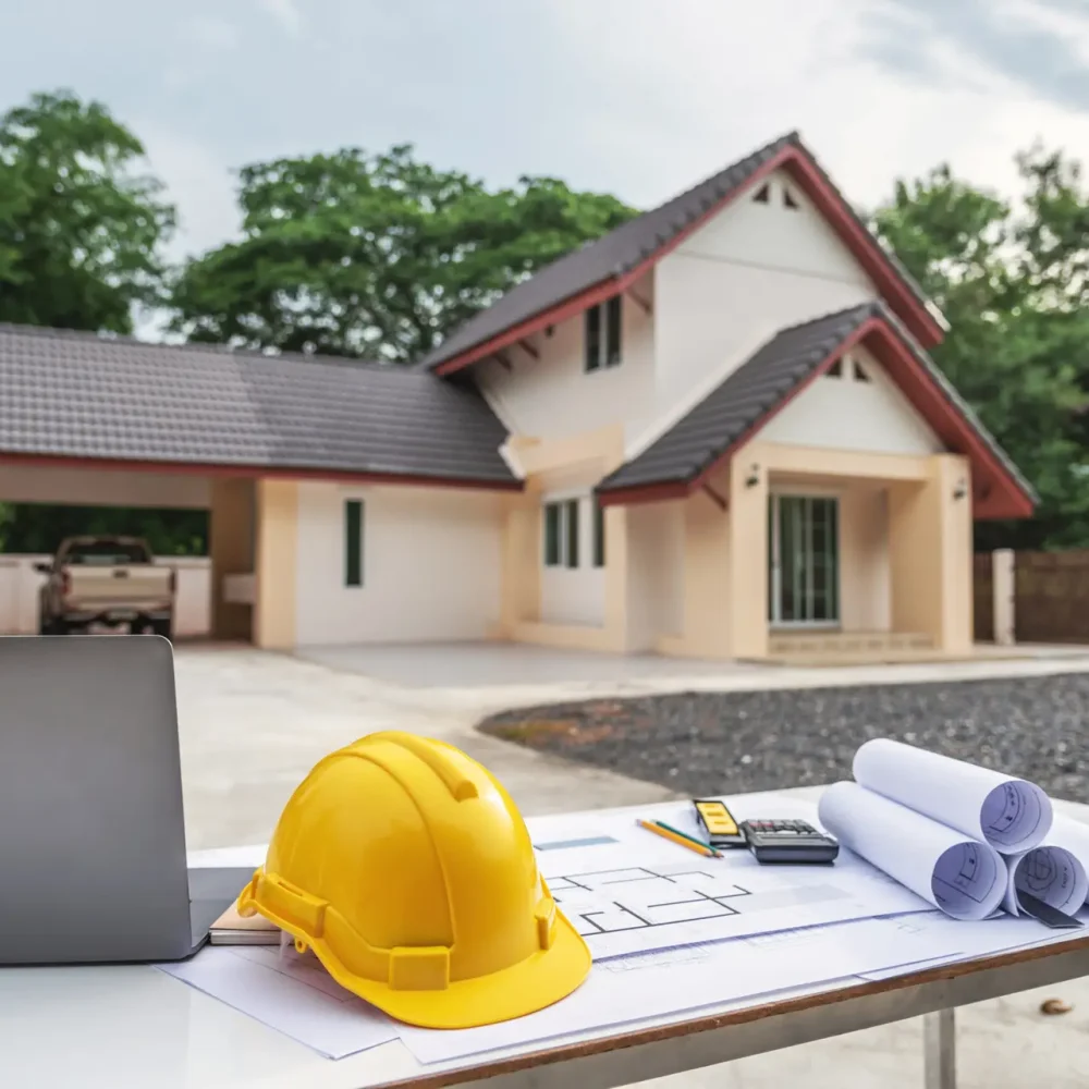 Engineer and architect house blueprints.